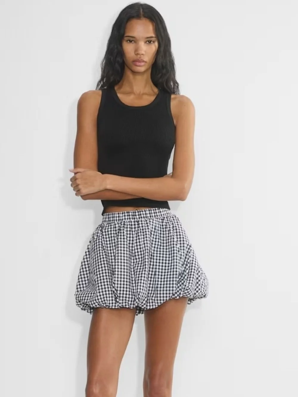 NEW Aritzia Sunday Best Low Rise Bubbly Gingham Poplin Mini Skirt - M